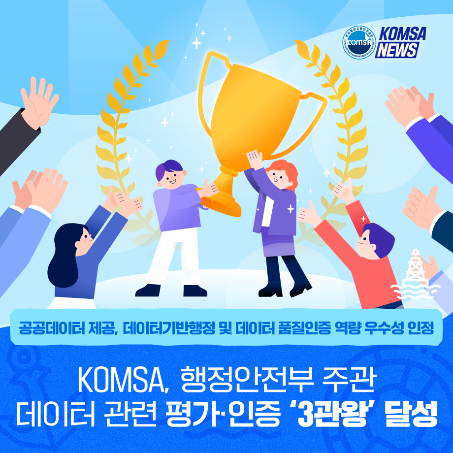 한국해양교통안전공단, 행정안전부 주관 데이터 관련 평가 인증 '3관왕' 달성 이미지